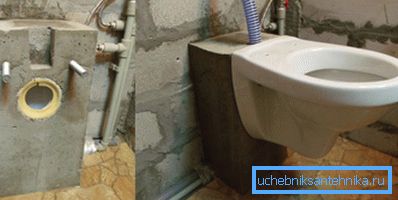 Бетонна основа і унітаз, встановлений на нього Бетонна основа і унітаз, встановлений на нього