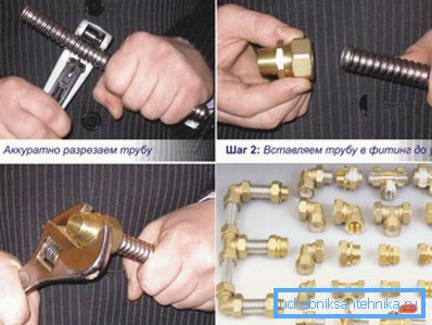 Етапи монтажу фитинга на гофру Етапи монтажу фитинга на гофру