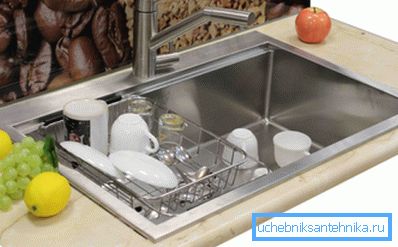 Використання спеціальної кошика, яка може служити в якості сушки для вже помитий посуду Використання спеціальної кошика, яка може служити в якості сушки для вже помитий посуду