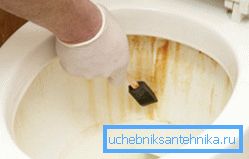 На фото: бурі плями і розводи дуже сильно псують зовнішній вигляд унітазу На фото: бурі плями і розводи дуже сильно псують зовнішній вигляд унітазу