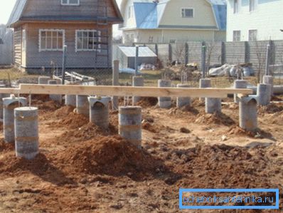 На фото - фундамент з бетонних труб На фото - фундамент з бетонних труб