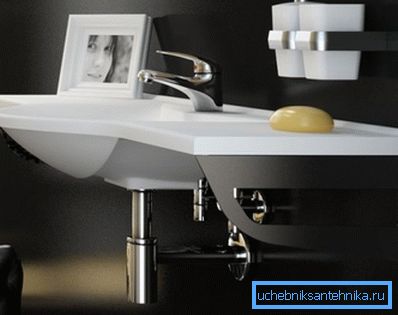 На фото - зовнішній хромований сифон для раковини На фото - зовнішній хромований сифон для раковини