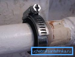 Накладення хомута на трубу Накладення хомута на трубу