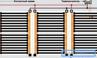 Один з варіантів підключення випромінювачів до електрики Один з варіантів підключення випромінювачів до електрики