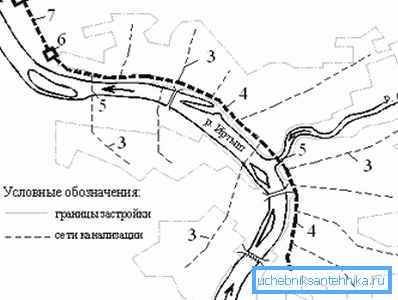 Приклад міської схеми каналізаційної мережі Приклад міської схеми каналізаційної мережі