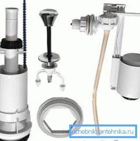 Запчастини для бачка унітазу в повному складі Запчастини для бачка унітазу в повному складі
